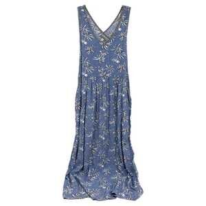 Carol Anderson Blue White Vintage Tropical Print Maxi Dress | Size M